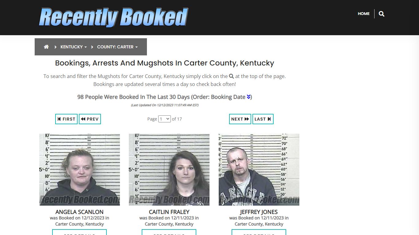 Recent bookings, Arrests, Mugshots in Carter County, Kentucky