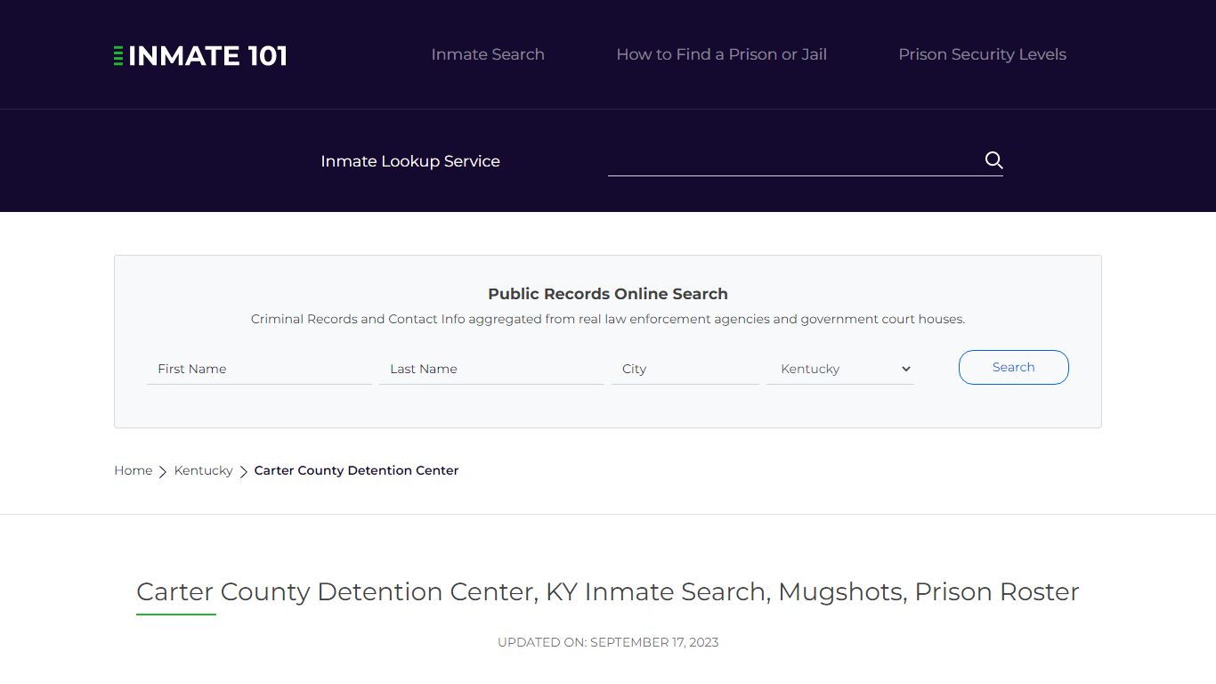 Carter County Detention Center, KY Inmate Search, Mugshots, Prison ...